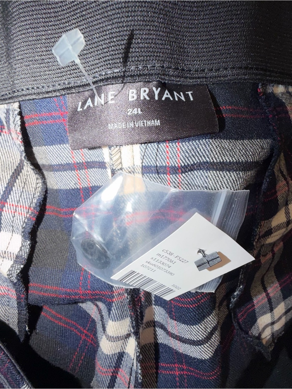 NWT Lane Bryant 24 Long Wide Leg Signature Dress Pants 24L Blue Plaid High Rise - Picture 6 of 14